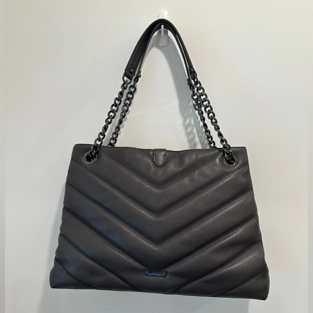 Rebecca Minkoff Edie Quilted‎ Calfskin Leather Maxi Tote. Graphite pre owned